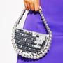 Imagem de Bolsa Festa Clutch Estilo Meia Lua Com Strass E Paetês