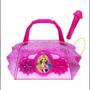 Imagem de Bolsa infantil com microfone som luzes coloridas conexão celular mp3 rosa menina rock show