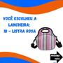 Imagem de Bolsa Lancheira Térmica Neoprene Adulto Infantil Listra Rosa