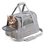 Imagem de Bolsa Mala De Mão  Transporte Viagem  Pet Luxo Cães E Gatos Avião Cor Cinza Claro Tamanho Grande 43x25x28 cm