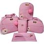 Imagem de Bolsa maternidade bebê kit 5 peças Urso Rosa impermeável