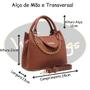 Imagem de Bolsa Média feminina detalhes de corrente com alça transversal e bolso externo