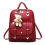 Imagem de Bolsa Mochila Feminina Com Chaveiro Urso Couro Casual BL1201