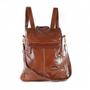 Imagem de Bolsa Mochila Feminina Social Anti furto Notebook 13" em Couro Whisky