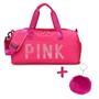 Imagem de Bolsa Multiuso Academia Passeio Esportes +  Pompom Top P/ Meninas Jovens Ou Muheres Estampa Pink