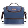 Imagem de Bolsa Portátil Com Isolamento Térmico Fitness Azul/Marrom Lisa Com 2 Compartimentos Mais Marmita