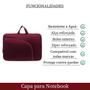 Imagem de Bolsa Vinho Capa Case para Notebook 15.6 Neoprene Resistente à Água com Alça e Compartimento Externo