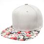 Imagem de Boné Bombeta Aba Reta Unissex Masculino Feminino Cinza Floral Snapback 6 gomos Aberto