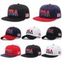 Imagem de Boné Snapback Unissex com Bordado da Bandeira Americana - Estilo Fastball