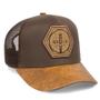 Imagem de Boné Trucker Country Medalhão De São Bento Aba Curva Em Couro