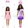 Imagem de Boneca Articulada Barbie Malibu Vestido Lilás Negra 34Cm Com Acessórios - My First Barbie - Mattel - HLL20