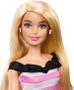 Imagem de Boneca Articulada Barbie Vestido Listrado Rosa e Branco Com Laço Preto - Edição de Aniversário de 65 Anos - Mattel