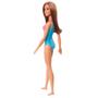 Imagem de Boneca Barbie Cabelo Loiro Escuro Moda De Praia Maiô Esculpido Azul Mattel