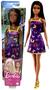 Imagem de Boneca Barbie Menina Morena Negra Fashion - Vestido Roxo Borboletas - Mattel Brinquedos