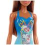 Imagem de Boneca Barbie Moda Praia Negra Maio Azul Piscina Verão - Mattel