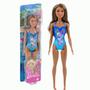 Imagem de Boneca Barbie Morena Maiô Azul Dia de Praia 30Cm 3+ Mattel