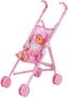 Imagem de Boneca bebe com carrinho de passeio dobravel infantil reborn brinquedo