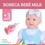 Imagem de Boneca Bebê Milk Fofinha com Mamadeira Delicada Milk
