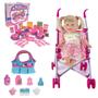 Imagem de Boneca Bebe Rafaeli Faz Xixi + Carrinho + Chá + Bolsinha