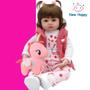 Imagem de Boneca Bebê Reborn Corpo 100% Silicone Com Pelúcia New Happy