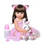 Imagem de Boneca Bebê Reborn Gatinha Realista Brastoy 100% Silicone Conjunto de Roupa Chupeta Mamadeira e Pelúcia