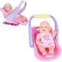 Imagem de Boneca Infantil Com Bebê Conforto Menina Reborn Articulada Em Vinil La New Born Brinquedos Cotiplás