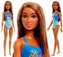 Imagem de Boneca Menina Barbie Fashionista Morena Praia - Maiô Azul - Mattel Brinquedos