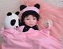 Imagem de Boneca Menina Bebe Reborn Realista Panda Macacao