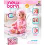 Imagem de Boneca Menina New Born Little Faz Xixi Macacão Rosa - Diver Toys