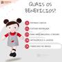 Imagem de Boneca Pano Infantil Lara Antialérgico E Lavável 32 Cm Linda Presente Naninha Criança