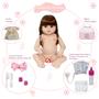 Imagem de Boneca Reborn Bebê 46cm Vestido Florido Bolsa Kit Itens