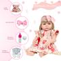 Imagem de Boneca Reborn Bebê Loira Vestido Florido Kit 13 Acessórios