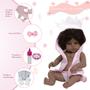 Imagem de Boneca Reborn Bebê Realista Negra Pijama Roupão 13 Itens