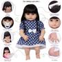 Imagem de Boneca Reborn Infantil 100% Silicone Morena Vestido Azul