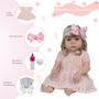 Imagem de Boneca Reborn Menina Loira Fofinha Vestido Renda 13 Itens