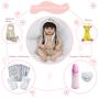 Imagem de Boneca Reborn Princesa Morena Completa Kit Itens Girafa Fofa