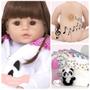 Imagem de Boneca Reborn Realista Panda Menina Enxoval Fala 30 Frases