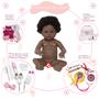 Imagem de Boneca Reborn Silicone Recém Nascida Girafinha Negra Bolsa