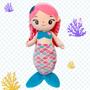 Imagem de Boneca Sereia Pelúcia Grande Amigos Do Coração Ursinho Rosa 50cm Infantil Brinquedo DM Toys