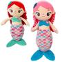 Imagem de Boneca Sereia Pelúcia Grande Amigos Do Coração Ursinho Rosa 50cm Infantil Brinquedo DM Toys