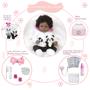 Imagem de Boneca Tipo Reborn Menina Negra Panda Com Bolsa Acessórios