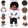 Imagem de Boneca Tipo Reborn Menina Negra Panda Com Bolsa Acessórios