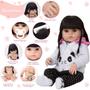 Imagem de Boneca Tipo Reborn Morena Que Fala 46cm Roupa Panda Itens