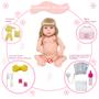Imagem de Boneca Tipo Reborn Recém Nascida 46cm Loira Fofinha Completa