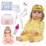 Imagem de Boneca Tipo Reborn Recém Nascida 46cm Loira Fofinha Completa
