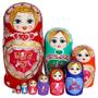 Imagem de Bonecas Matryoshka Russas de Madeira - Conjunto com 10 Peças