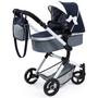 Imagem de Bonecas Pram Bayer Design Neo Vario azul/cinza/branca com bolsa 3+