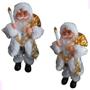 Imagem de Boneco de Luxo Natalino Papai Noel Musical Com Movimento Luz e Som Roupa Branca com Prata Papai Noel com Vela que Acende