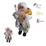 Imagem de Boneco de Luxo Natalino Papai Noel Musical Com Movimento Luz e Som Roupa Branca com Prata Papai Noel com Vela que Acende