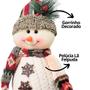 Imagem de Boneco de Neve Decorativo Perna Comprida 54cm Pelúcia Premium Cachecol Crochê - E Christmas